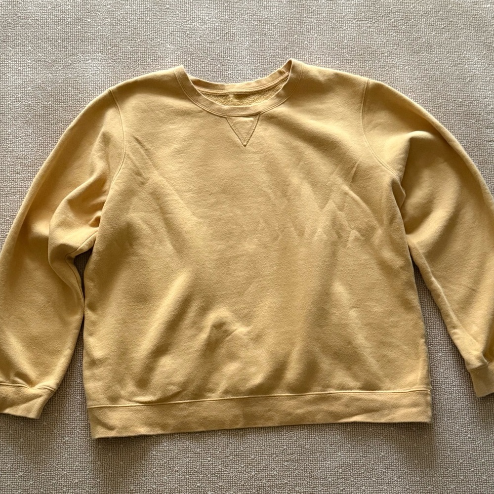 Mustard Yellow Crewneck Sweatshirt Cozy Minimalist XL